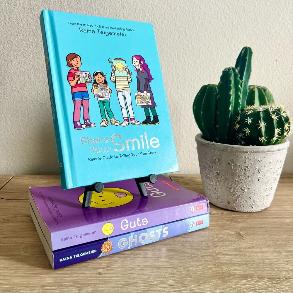 Raina Telgemeier 3-Book Bundle: Guts, Ghosts & Share Your Smile Graphic Novels